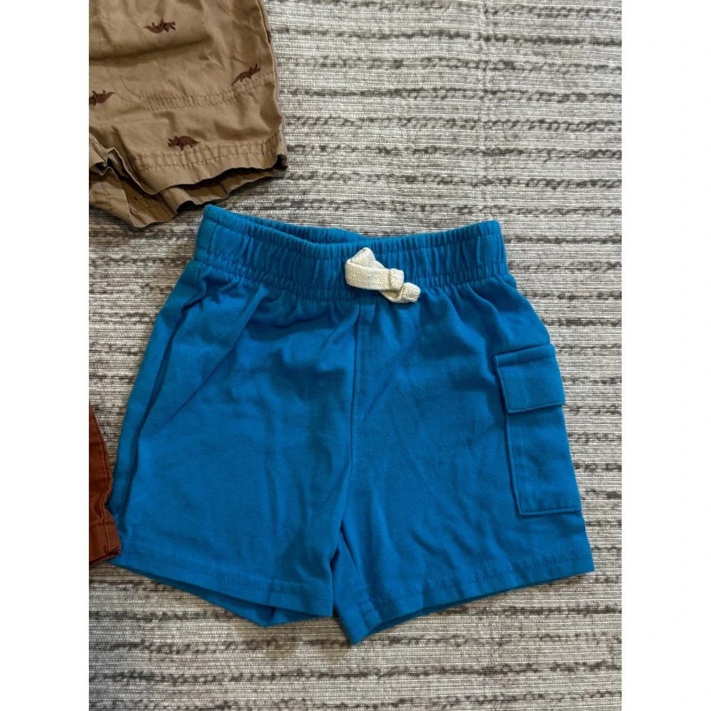 Carter's Okie Dokie Baby Boy Shorts Lot 3 Pack 6M Dinosaur Cargo Rust Blue Tan